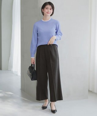 ANY SIS S 【WEB・一部店舗限定】ダブルカラー ニット ライトブルー