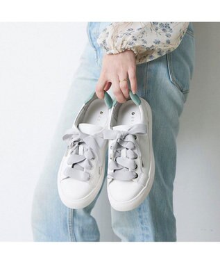 MODE ET JACOMO <carino>【レイン対応】【軽量】リボンスニーカー ホワイトコンビ