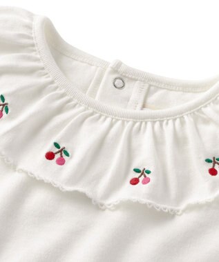 MIKI HOUSE HOT BISCUITS 【70-110cm】 さくらんぼ刺繍 丸襟 長袖ブラウス 白