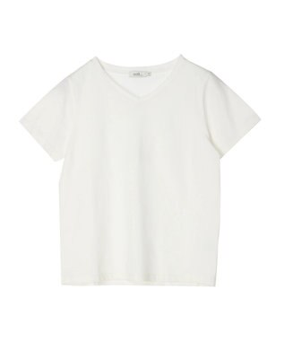 earth music&ecology ＶネックＴシャツ（汗じみ防止） Off White