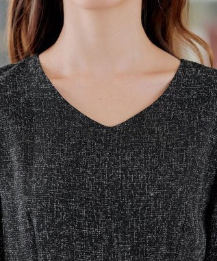 Tiaclasse 【洗える】配色パイピングフレアワンピース ブラック