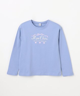 ANY KIDS 【一部店舗/WEB限定】【綿100%】プリント 長袖Tシャツ サックスブルー×ロゴ
