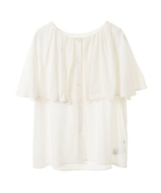earth music&ecology ケープカラーブラウス Off White
