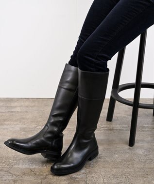 Pointer 本革ベーシック 裏起毛 ロングブーツ ブラック