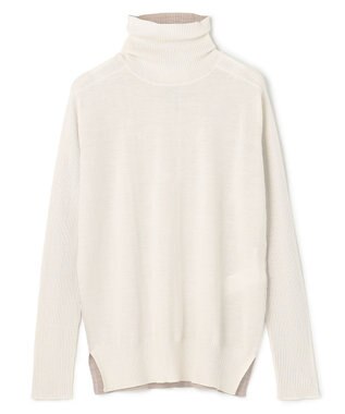 BEIGE， 【洗える・VERY NaVY12月号掲載】LA MONNAIE / バイカラーウールタートルニット Bone × Taupe