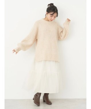earth music&ecology フワフワＭＩＸヤーンチュニック Light Beige