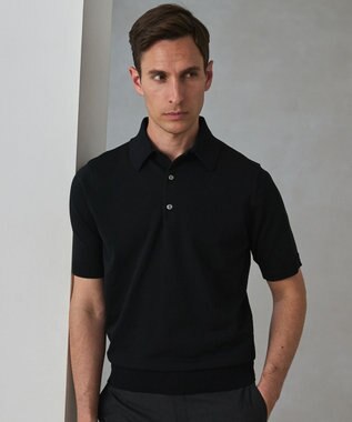 GOTAIRIKU 毎日の仕事着に【洗濯機可】テーラード DRESS BIZ ニットポロ ブラック系