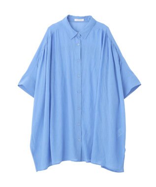 Green Parks スラブシアーシャツチュニック Blue