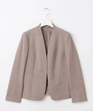 J.PRESS LADIES L 【セットアップ対応】BAHARIYE PINHEAD ノーカラー ジャケット ブラウン系