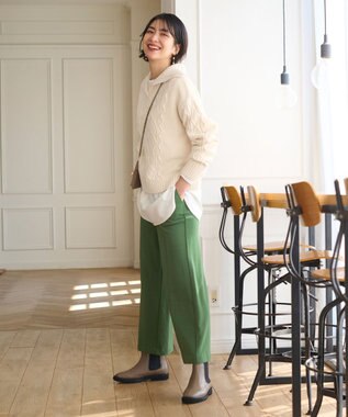 ANY 【吸湿発熱】any HEAT ワイドパンツ オリーブグリーン