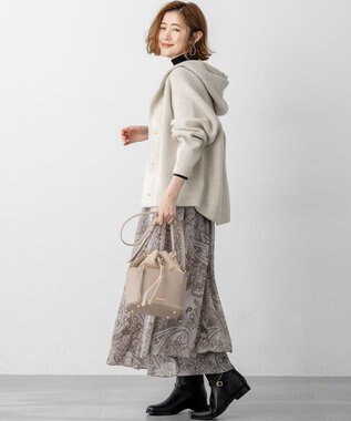 23区 ラクーンブレンドダブルフェイス ニット フーディー アイボリー系