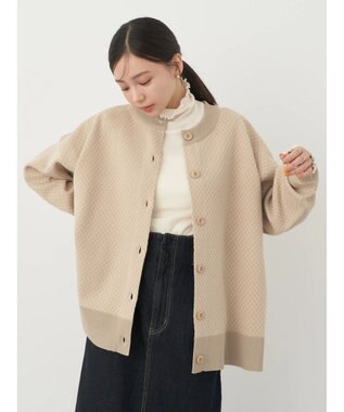 earth music&ecology ダイヤ柄ジャガードカーディガン