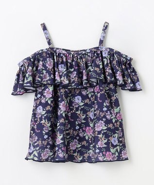 ANY KIDS 花柄×ドット柄 セパレート 水着 ネイビー花柄×ミントドット