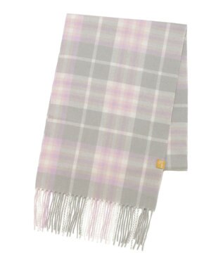 MOONBAT WEB限定【洗える】ミエル (miel) カシミヤ100％ チェックマフラー ライトグレー