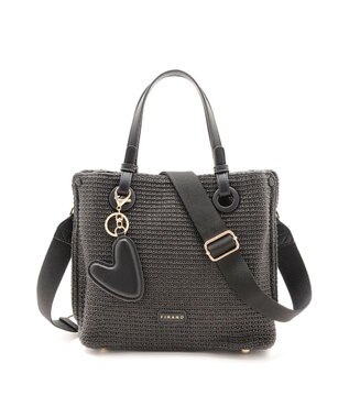 MioFIRANO カジュアルシックガーターステッチハンドバッグ 2WAY チャーム付き　FIRANO フィラノ BLACK