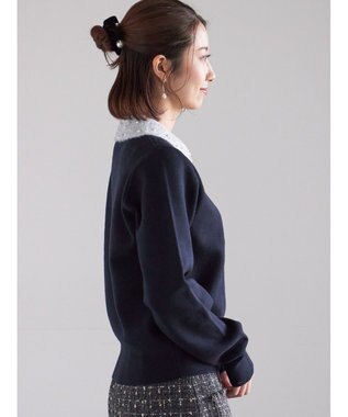 Te chichi ラメフェザーデコラカラーニット ネイビー