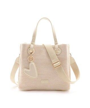 MioFIRANO カジュアルシックガーターステッチハンドバッグ 2WAY チャーム付き　FIRANO フィラノ IVORY