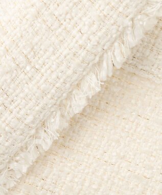 ANY SIS S ツイードノーカラーミドル ジャケット アイボリー