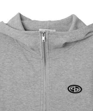 WEGO オープンショルダーダブルジップパーカー 杢グレー