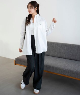 WEGO 【25年秋新色登場★】U.S. POLO ASSN.別注ロングスリーブシャツ ホワイト