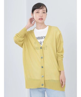 earth music&ecology 接触冷感シアーＢＩＧカーディガン Yellow