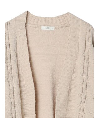 earth music&ecology ベロアモールケーブルカーディガン Beige