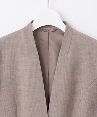 J.PRESS LADIES L 【セットアップ対応】BAHARIYE PINHEAD ノーカラー ジャケット ブラウン系