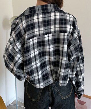 WEGO チェックショートシャツ ブラック