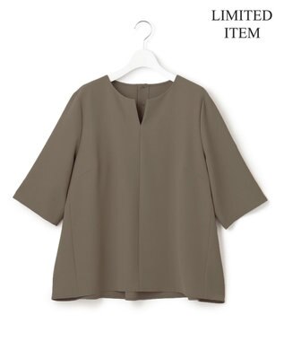 23区 L 【Lサイズ限定】ハイストレッチツイル ブラウス カーキ系
