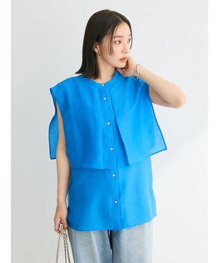 Green Parks レイヤードノースリーブブラウス Blue