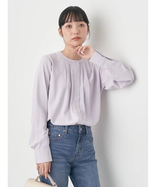 earth music&ecology ノーカラーフロントタックブラウス Light Pink