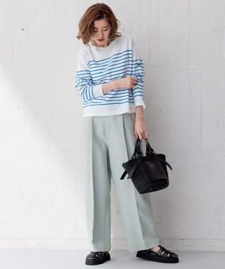 23区 【Oggi4月号掲載/洗える】ハイカウントライトクロス クロップド パンツ スモーキーグリーン系