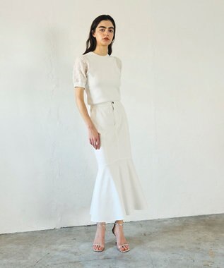 GRACE CONTINENTAL シアーハーフニットトップ ホワイト