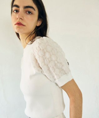 GRACE CONTINENTAL シアーハーフニットトップ ホワイト