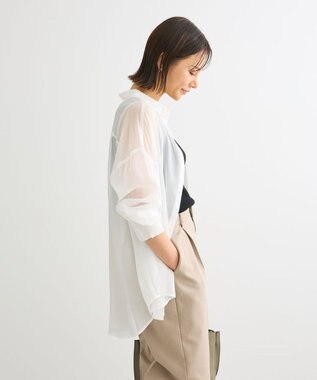Green Parks シアーシャイニーシャツ Off White