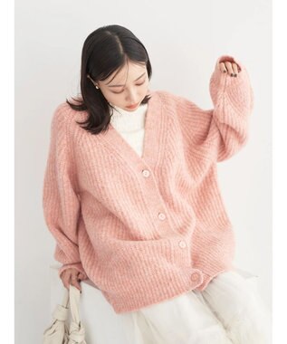 earth music&ecology フワフワＭＩＸヤーンカーディガン Orange