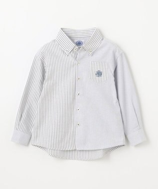 J.PRESS KIDS 【100-130cm】オックスフォード ストライプコンビシャツ グレー系1