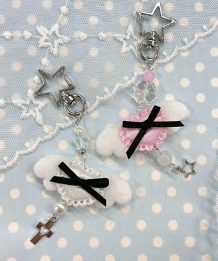 WEGO リボンエンジェルキーホルダー ピンク