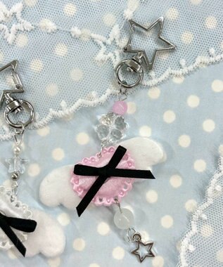 WEGO リボンエンジェルキーホルダー ピンク