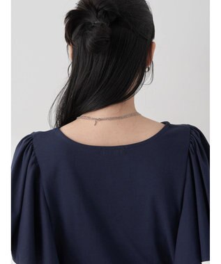 earth music&ecology パイピングフレアスリーブカットソー Navy