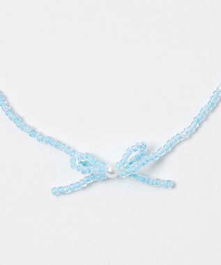 WEGO Lカラービーズリボンネックレス サックス