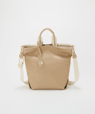 TOPKAPI 【TREASURE TOPKAPI】ストライプハンドル ナイロン 縦型 2way トートバッグ A4対応 ライトベージュ