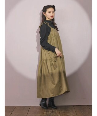 Green Parks ■ＥＳＣＡＲ　フリルキャミティアードワンピース Gray Beige