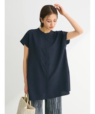 Green Parks 接触冷感　比翼ボタンチュニック Navy