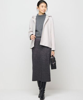 組曲 L 【2WAY】ウールモッサ ショートコート アイスグレー系