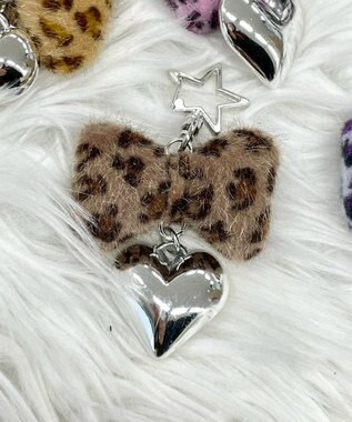 WEGO レオパードリボンキーホルダー ダークブラウン