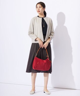 J.PRESS LADIES L 【洗える】ドットデシンプリント タック スカート ダークブラウン系