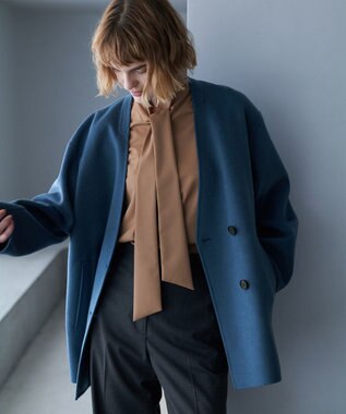 ICB 【洗える】T/Wブロード ボウタイブラウス キャメル系