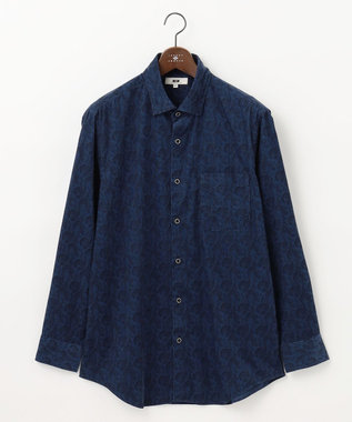 JOSEPH ABBOUD 【キングサイズ・ソフトな着心地】ペイズリー柄 コーデュロイシャツ ネイビー系6