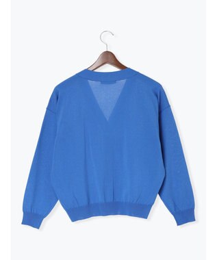 Te chichi 14G綿ポリVネックカーディガン ブルー